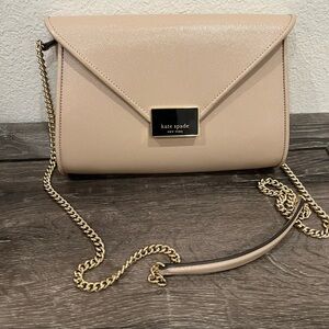 kate spade Beige Saffiano Leather Chain Crossbody
